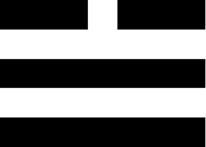 Trigramme du Taegeuk 2 jang représentant le Lac, la forme pour obtenir la ceinture verte de Taekwondo