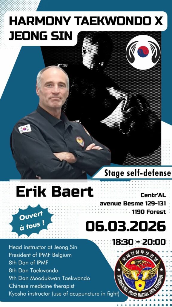 Stage self-défense 6 mars 2026 avec Erik Baert
