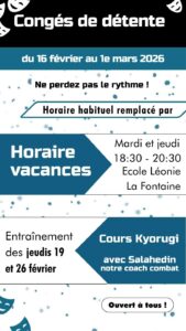 Horaire congés de détente 2026