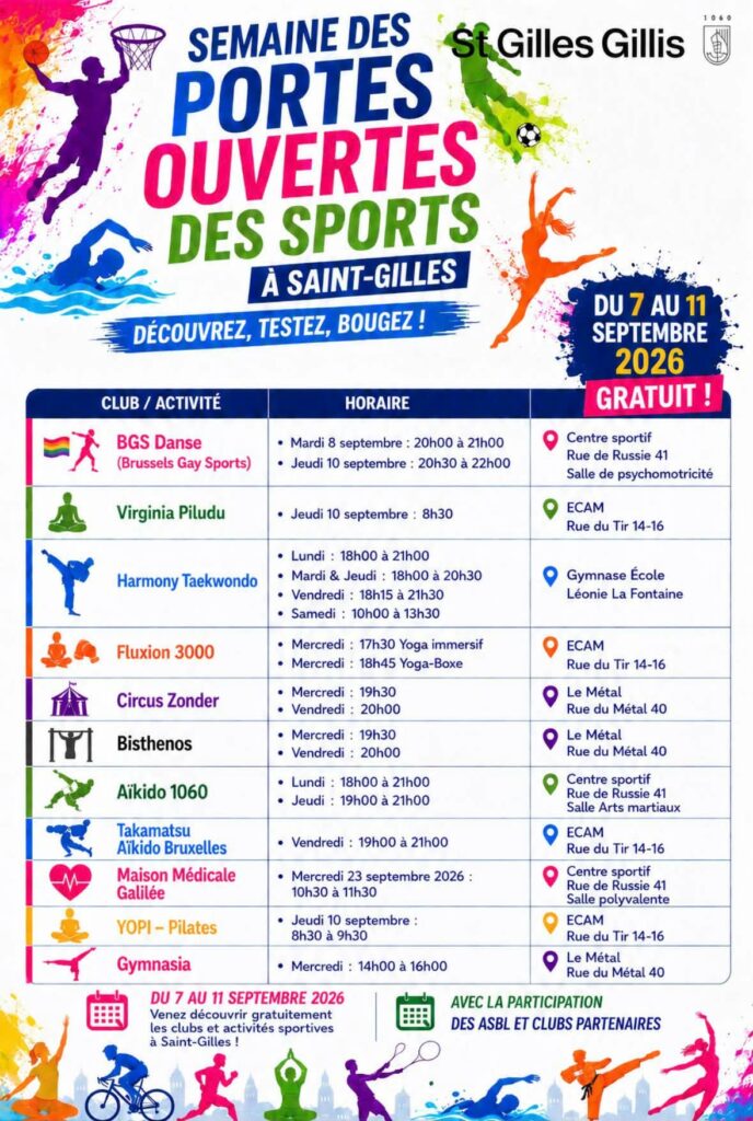 Semaine Porte Ouvertes des sports à Saint-Gilles 2026